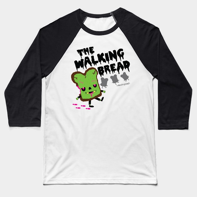 The Walking Bread Baseball T-Shirt by toddgoldmanart